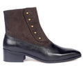 Modern Tuxedo Spats Boots – Sleek Black & Dark Brown Suede