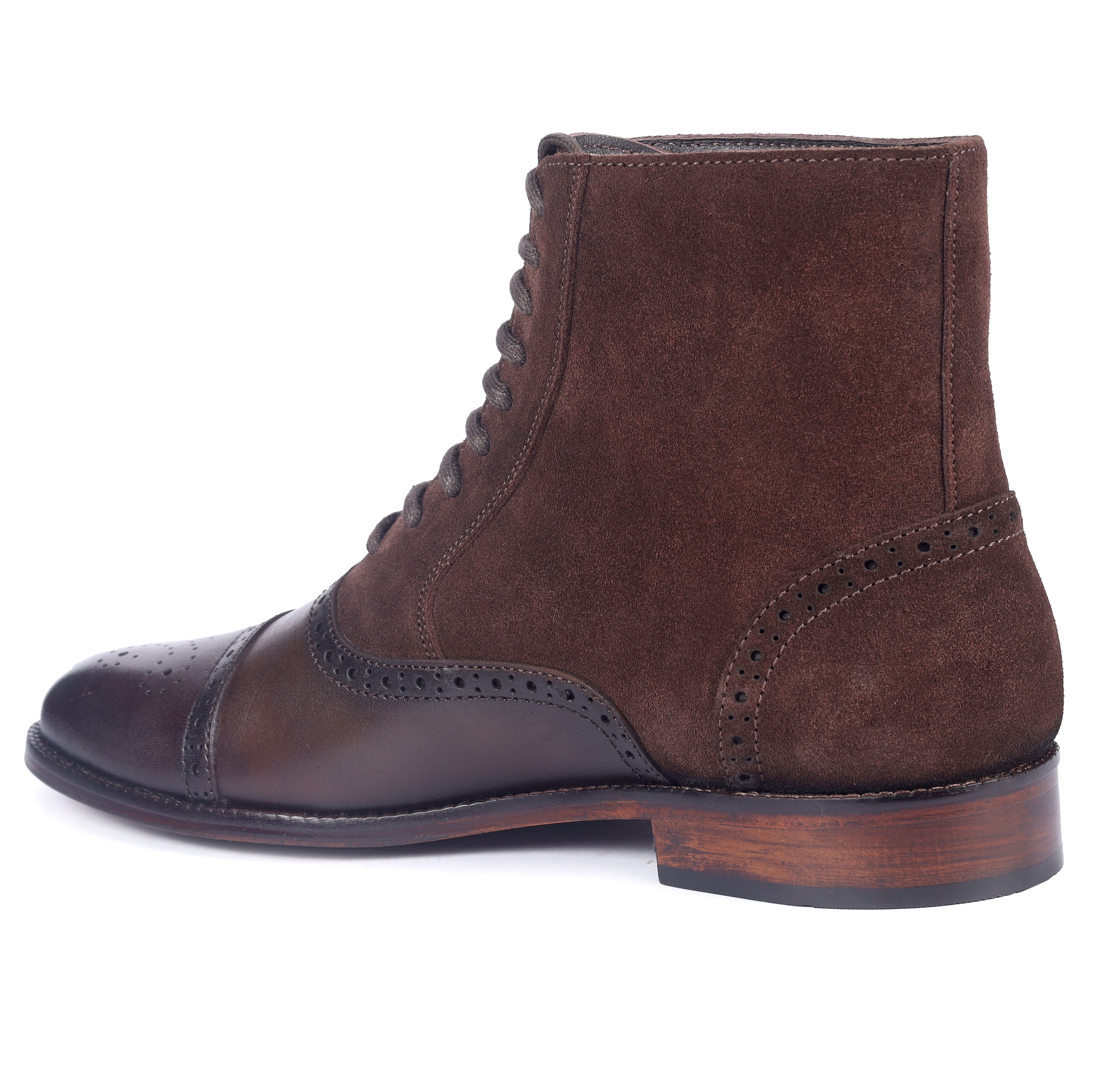 Premium Cap-Toe Balmoral Dress Boots – Two-Tone Brown