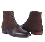 Premium Cap-Toe Balmoral Dress Boots – Two-Tone Brown