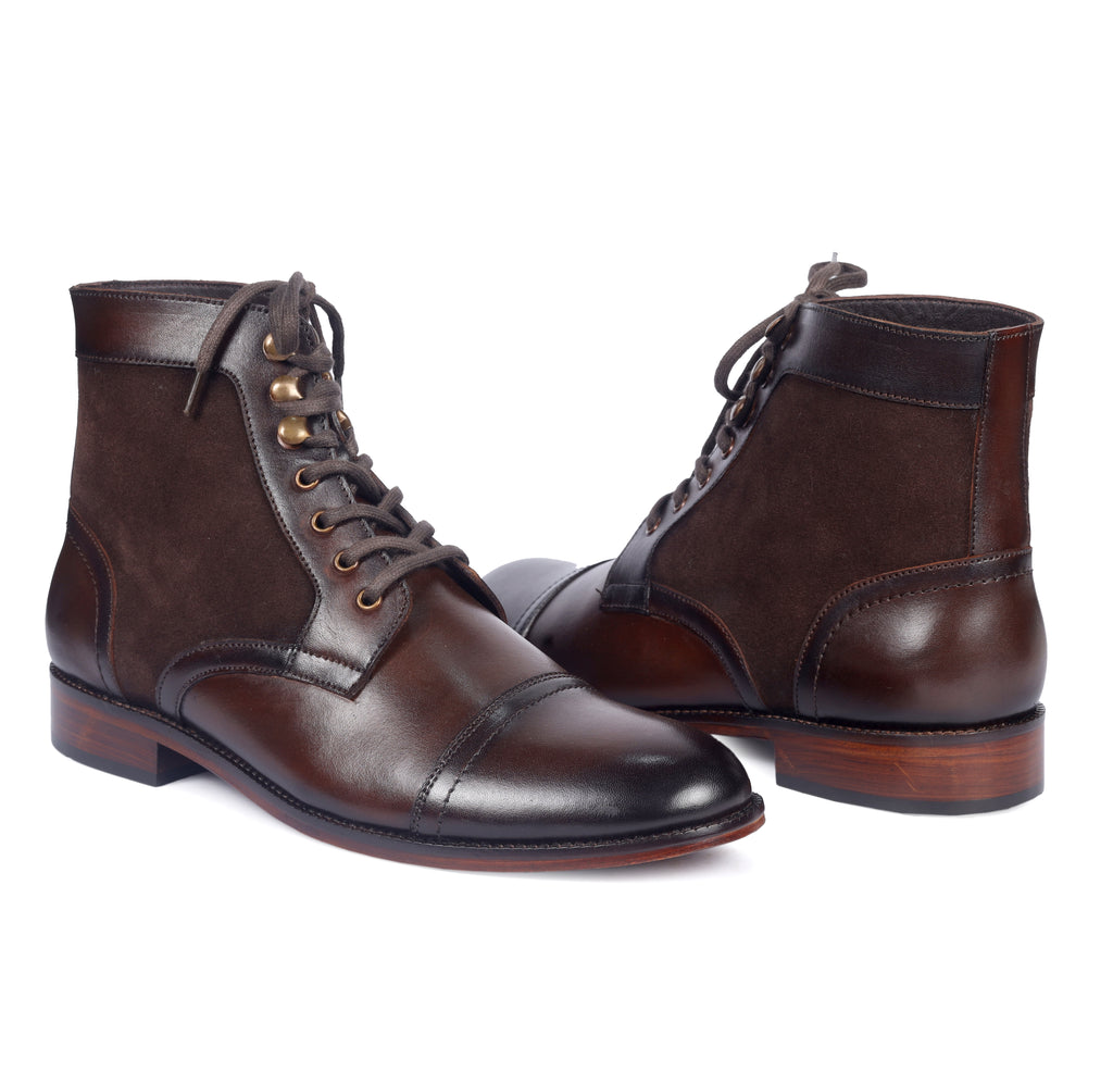 Premium Leather Dress Derby Boots with Speed Hooks