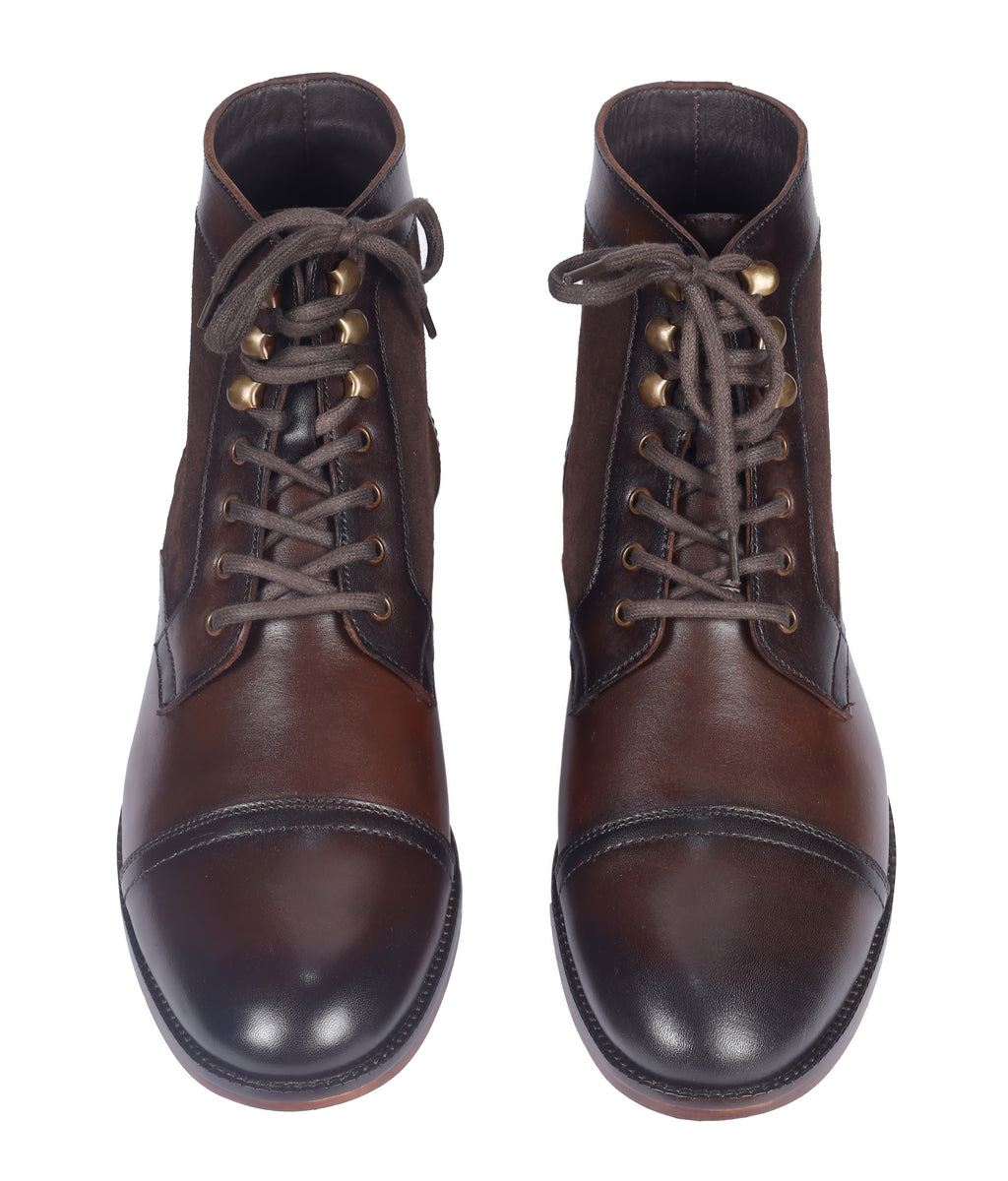 Premium Leather Dress Derby Boots with Speed Hooks