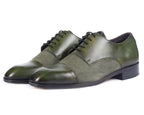 Olive Artisan Derby Shoes – Hand-Burnished Leather & Suede