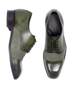 Olive Artisan Derby Shoes – Hand-Burnished Leather & Suede