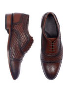 Signature Woven Oxford Brogues – Hand-Burnished Walnut Leather