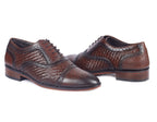 Signature Woven Oxford Brogues – Hand-Burnished Walnut Leather