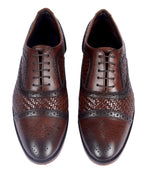 Signature Woven Oxford Brogues – Hand-Burnished Walnut Leather