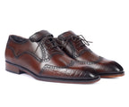 Premium Croc-Print Leather Oxford Shoes – Brown Wingtip Brogues