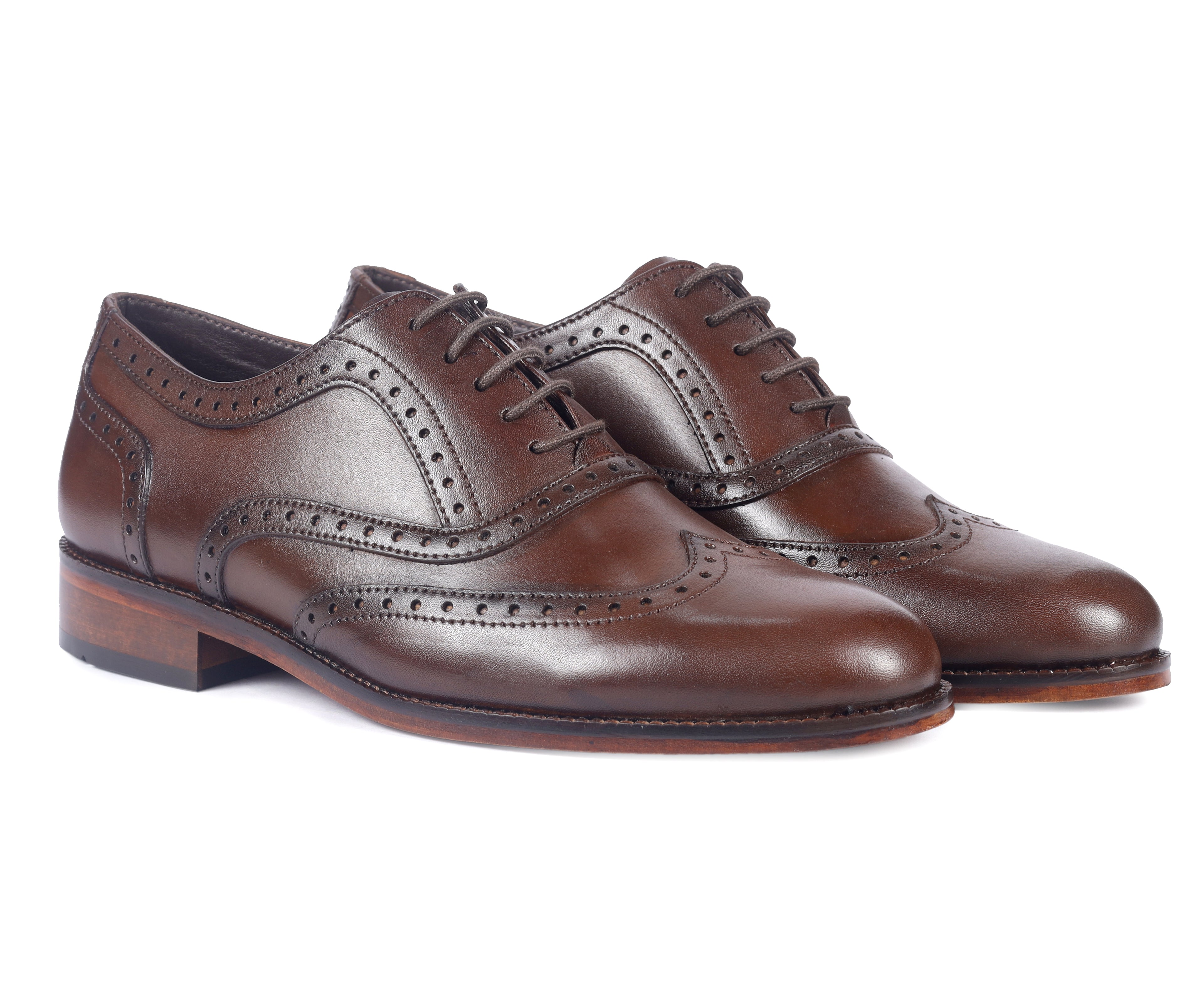 Premium Leather Oxford Dress Shoes – Classic Brown Wingtips