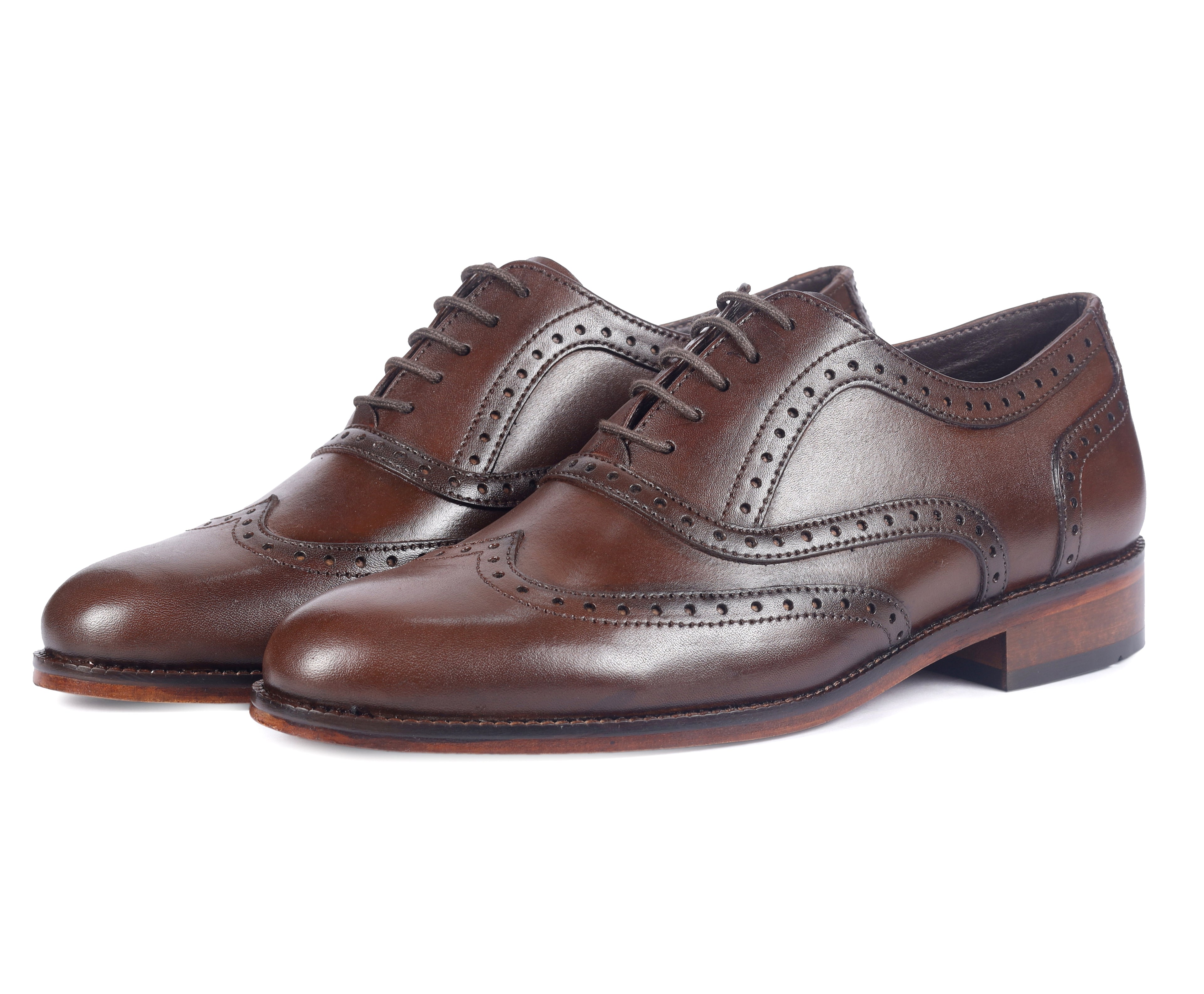 Premium Leather Oxford Dress Shoes – Classic Brown Wingtips