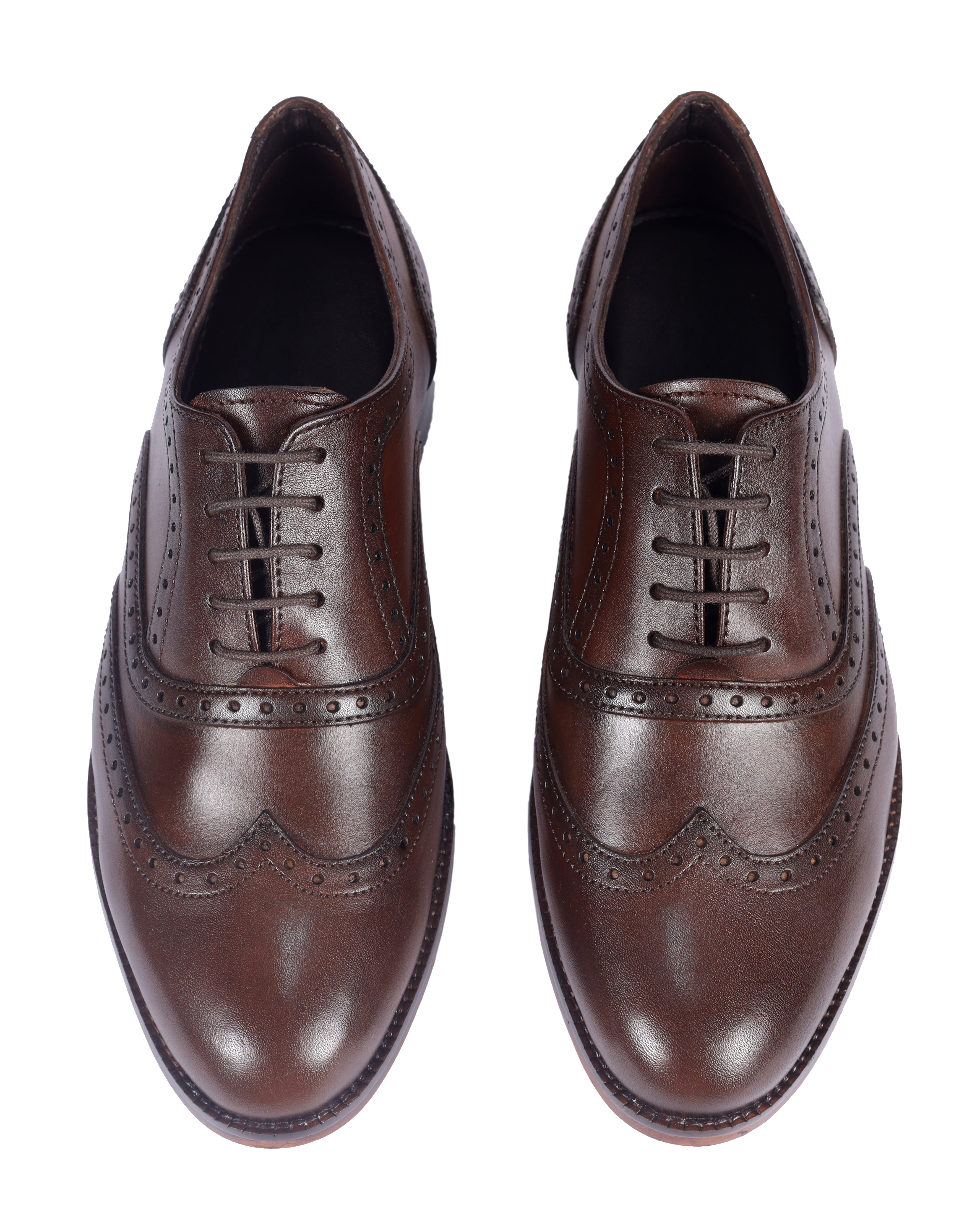 Premium Leather Oxford Dress Shoes – Classic Brown Wingtips