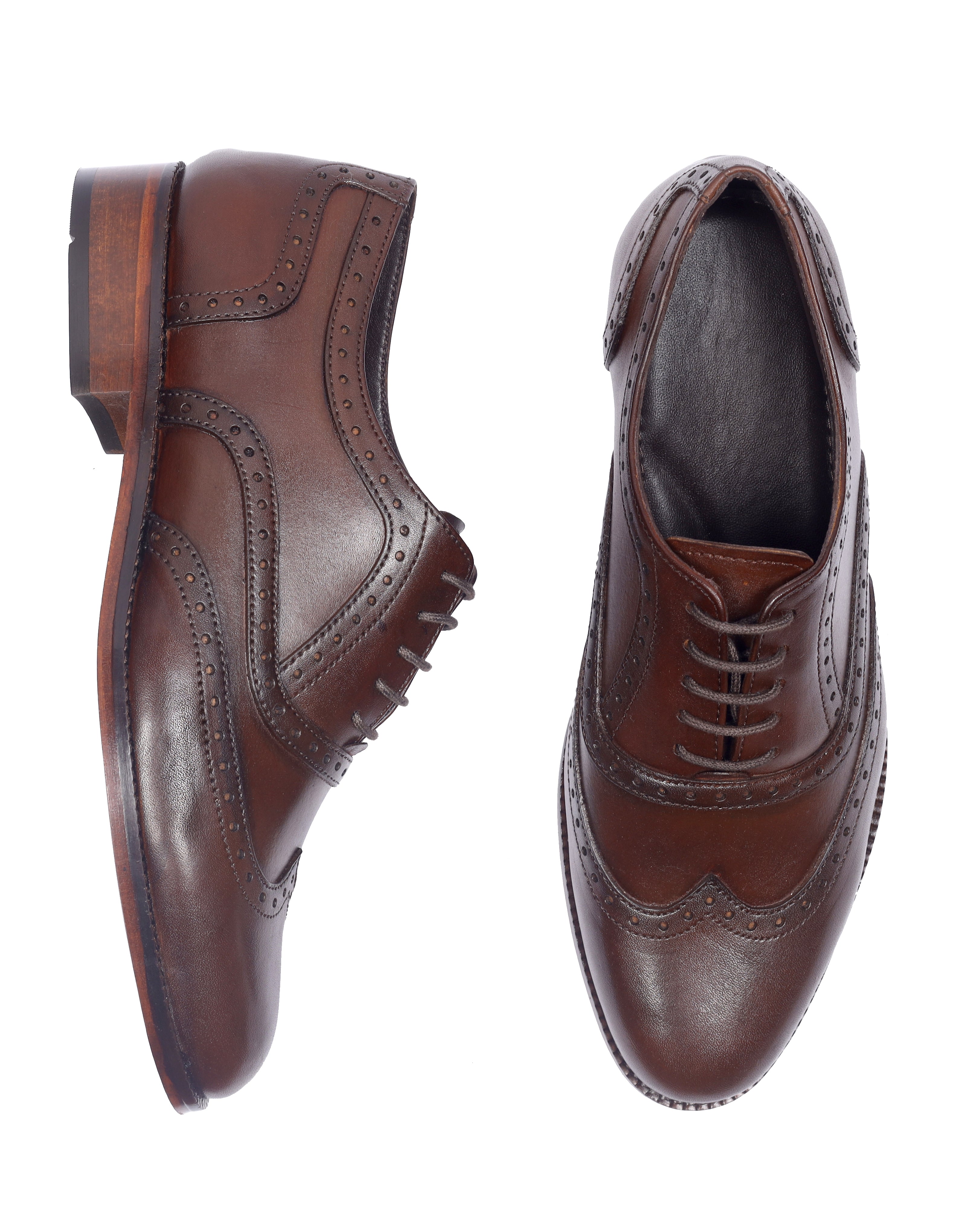 Premium Leather Oxford Dress Shoes – Classic Brown Wingtips