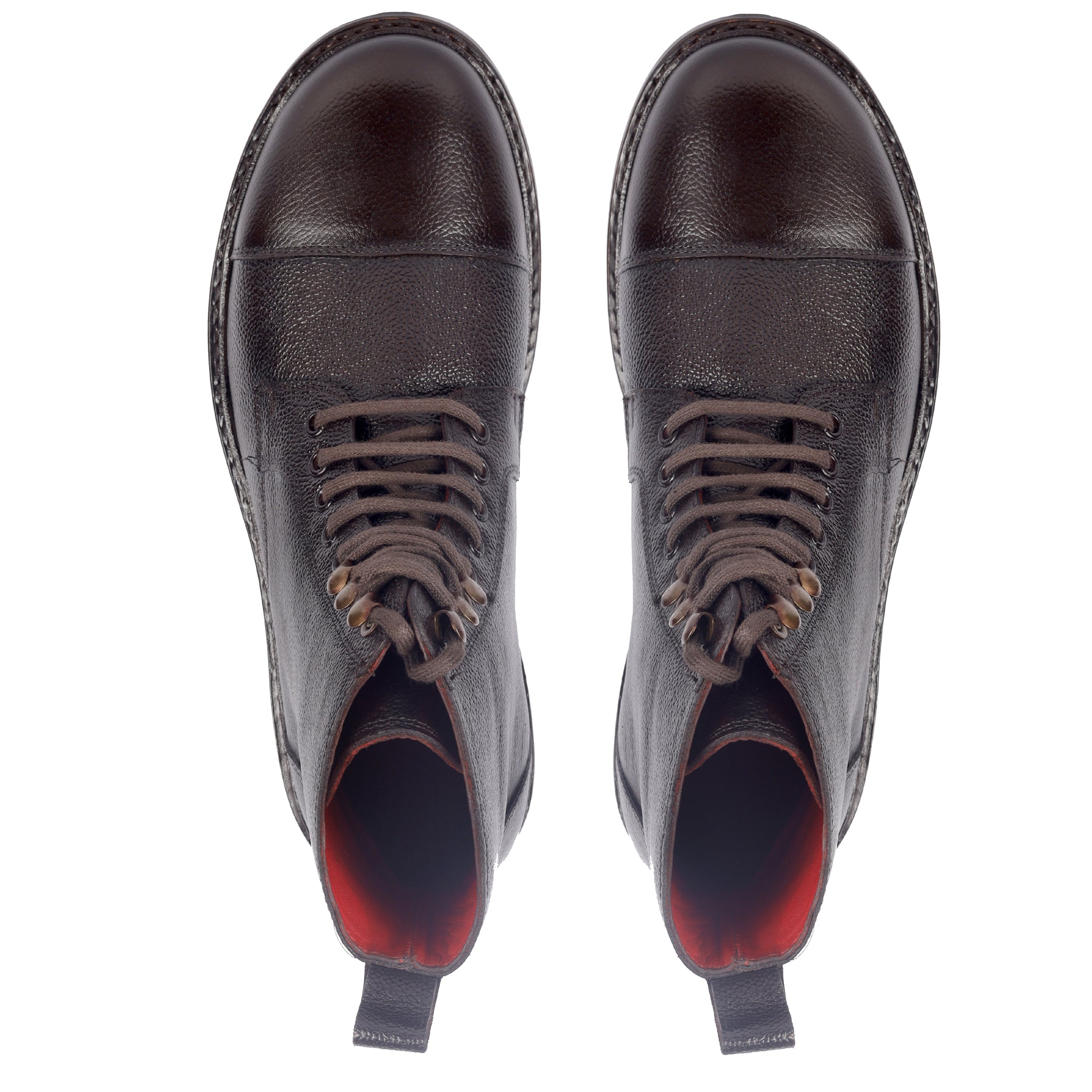 Pebble Grain Cap Toe Derby Boots