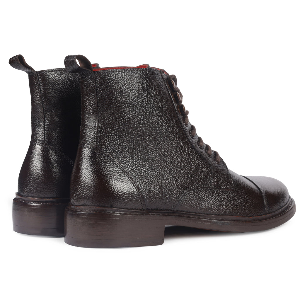 Pebble Grain Cap Toe Derby Boots
