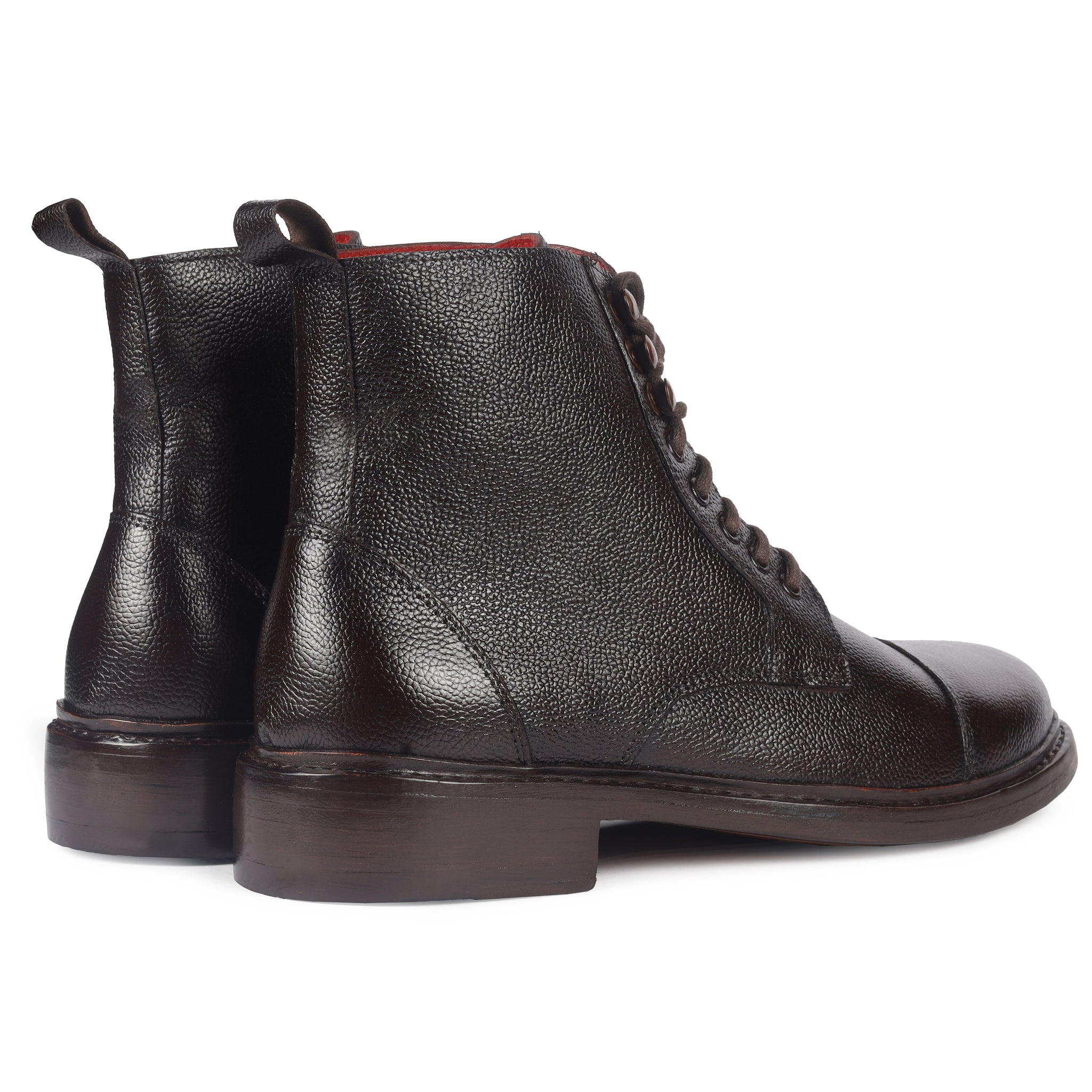 Pebble Grain Cap Toe Derby Boots