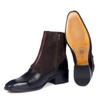 Modern Tuxedo Spats Boots – Sleek Black & Dark Brown Suede