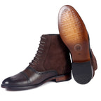 Premium Cap-Toe Balmoral Dress Boots – Two-Tone Brown
