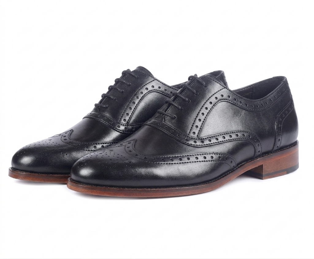 Premium Leather Oxford Dress Shoes – Bellmoro Classic Black Wingtips