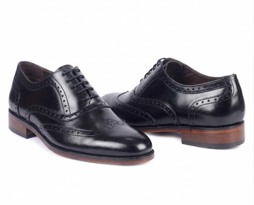 Premium Leather Oxford Dress Shoes – Bellmoro Classic Black Wingtips
