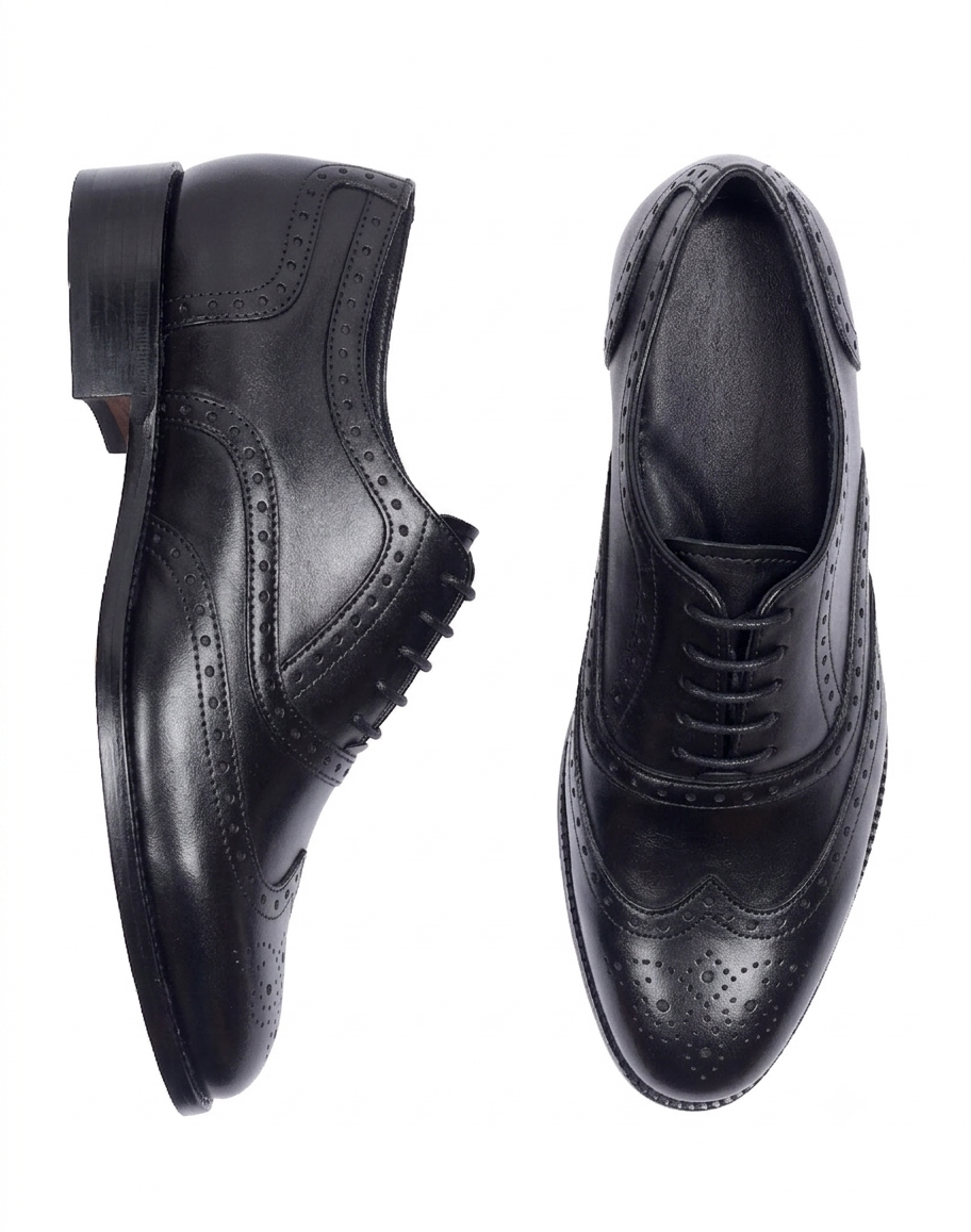 Premium Leather Oxford Dress Shoes – Bellmoro Classic Black Wingtips