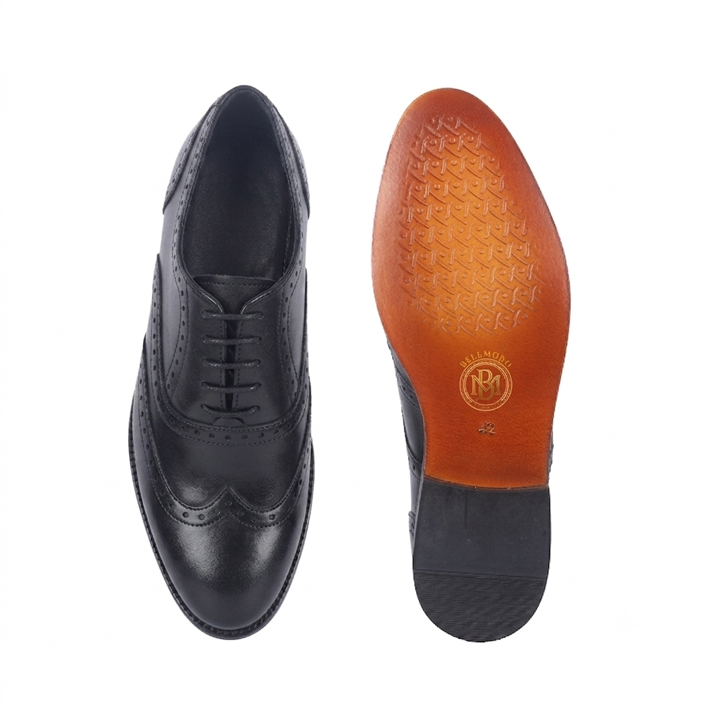 Premium Leather Oxford Dress Shoes – Bellmoro Classic Black Wingtips