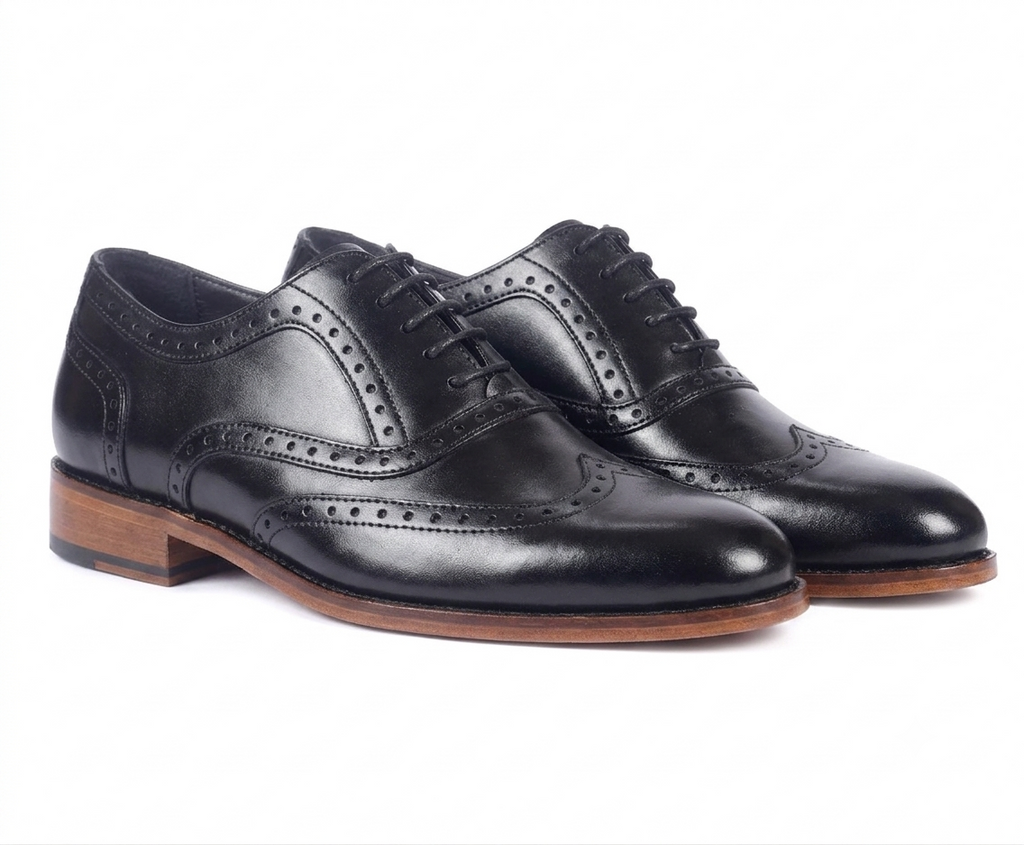 Premium Leather Oxford Dress Shoes – Bellmoro Classic Black Wingtips