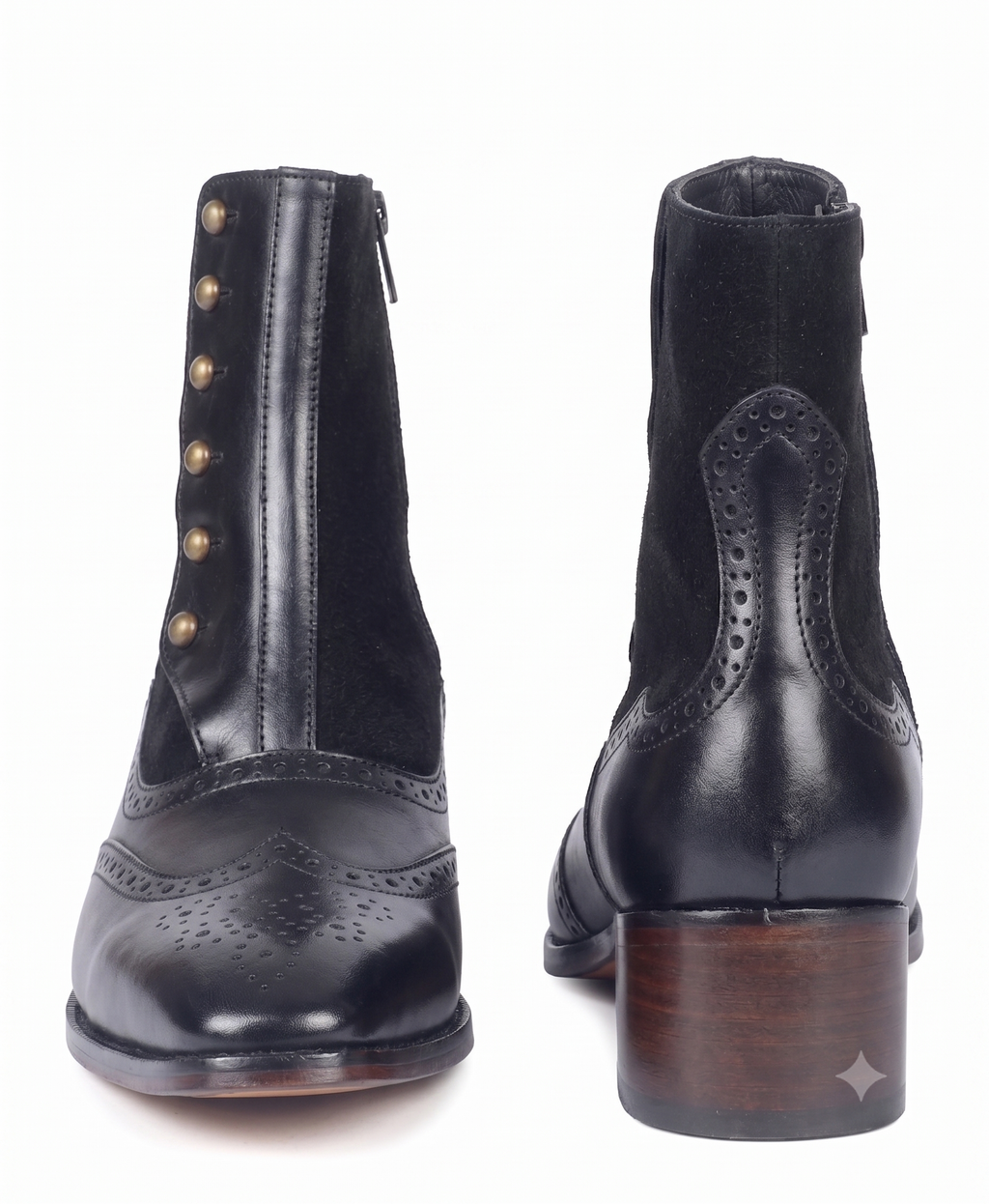 Burnished Wingtip Spats Boots – Tan Leather & Suede