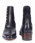 Burnished Wingtip Spats Boots – Tan Leather & Suede