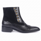 Burnished Wingtip Spats Boots – Tan Leather & Suede