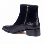 Burnished Wingtip Spats Boots – Tan Leather & Suede