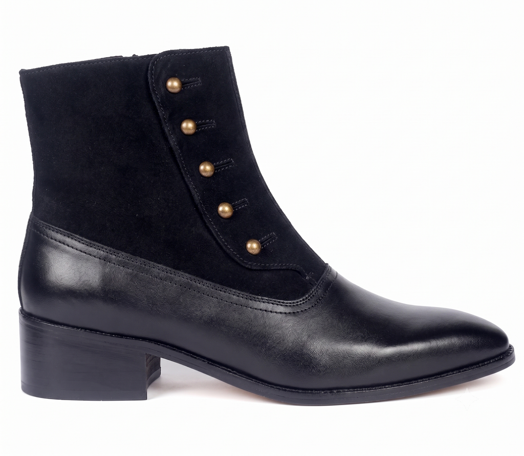 Modern Tuxedo Spats Boots – Bellmoro Black Sleek & Suede