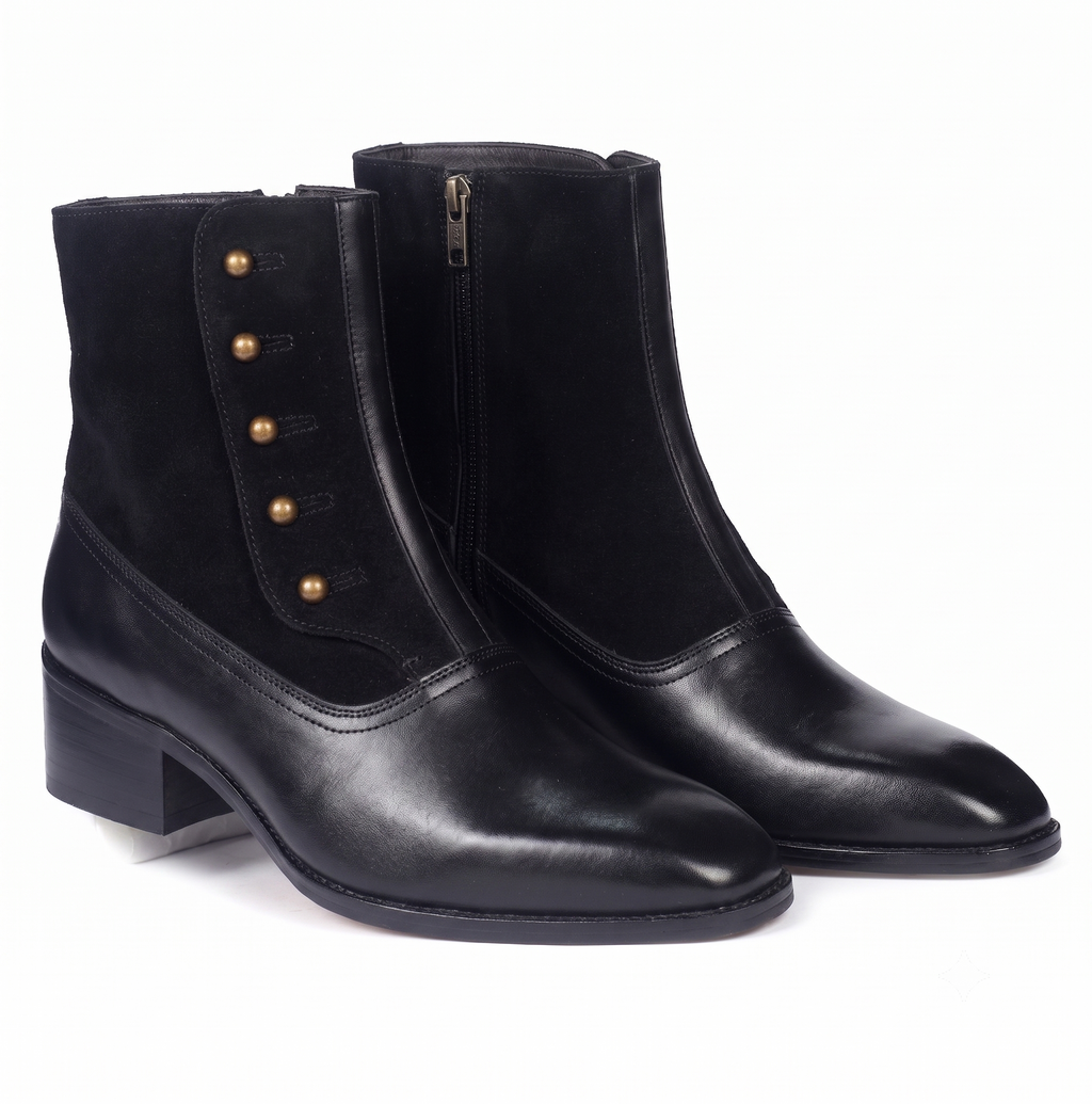 Modern Tuxedo Spats Boots – Bellmoro Black Sleek & Suede