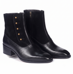 Modern Tuxedo Spats Boots – Bellmoro Black Sleek & Suede