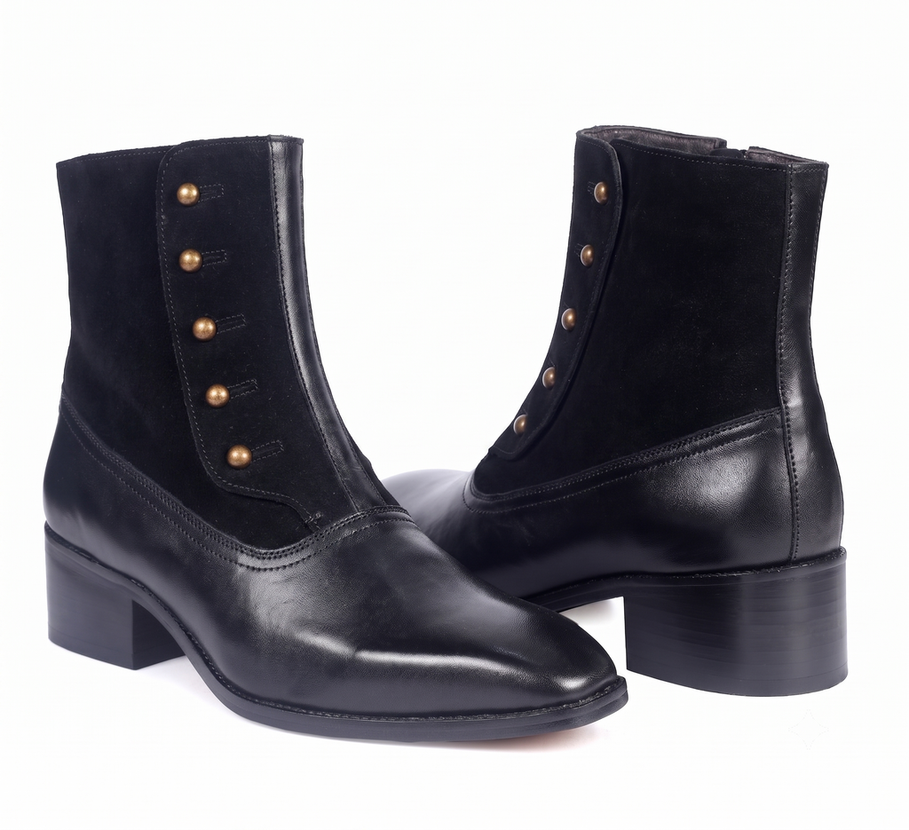 Modern Tuxedo Spats Boots – Bellmoro Black Sleek & Suede