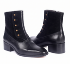 Modern Tuxedo Spats Boots – Bellmoro Black Sleek & Suede