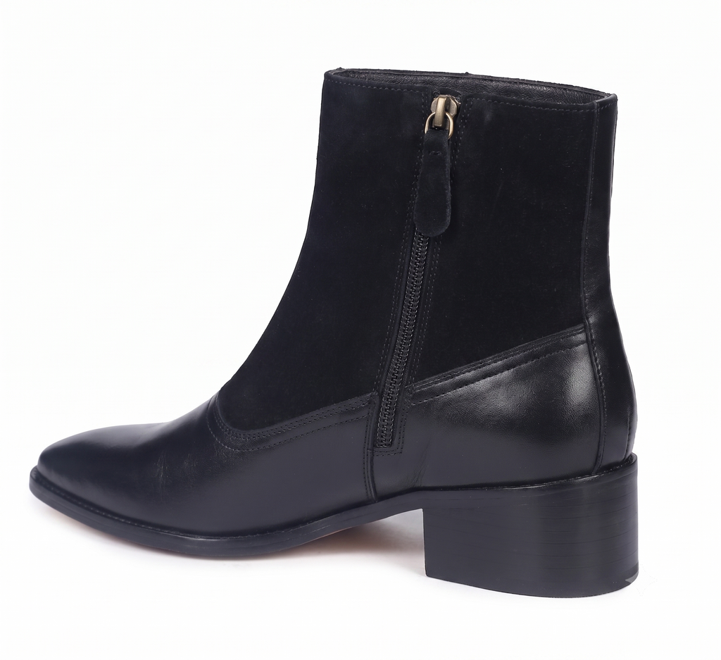 Modern Tuxedo Spats Boots – Bellmoro Black Sleek & Suede