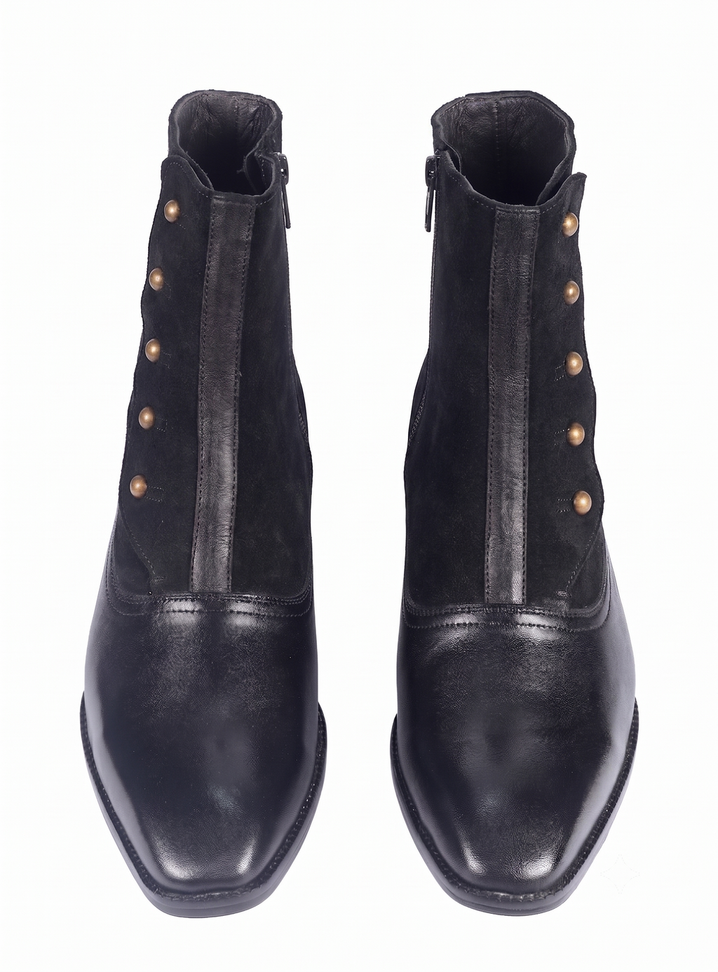 Modern Tuxedo Spats Boots – Bellmoro Black Sleek & Suede