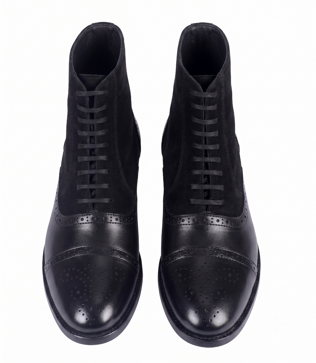 Bellmoro Premium Cap-Toe Balmoral Dress Boots – Black
