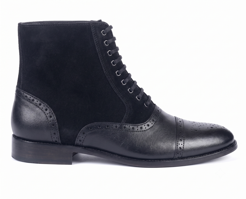 Bellmoro Premium Cap-Toe Balmoral Dress Boots – Black
