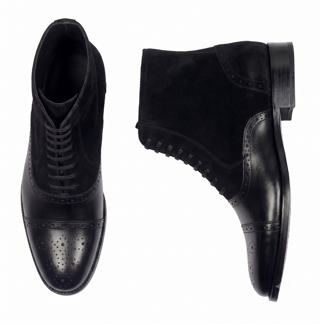 Bellmoro Premium Cap-Toe Balmoral Dress Boots – Black