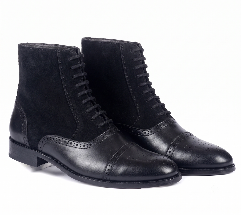 Bellmoro Premium Cap-Toe Balmoral Dress Boots – Black