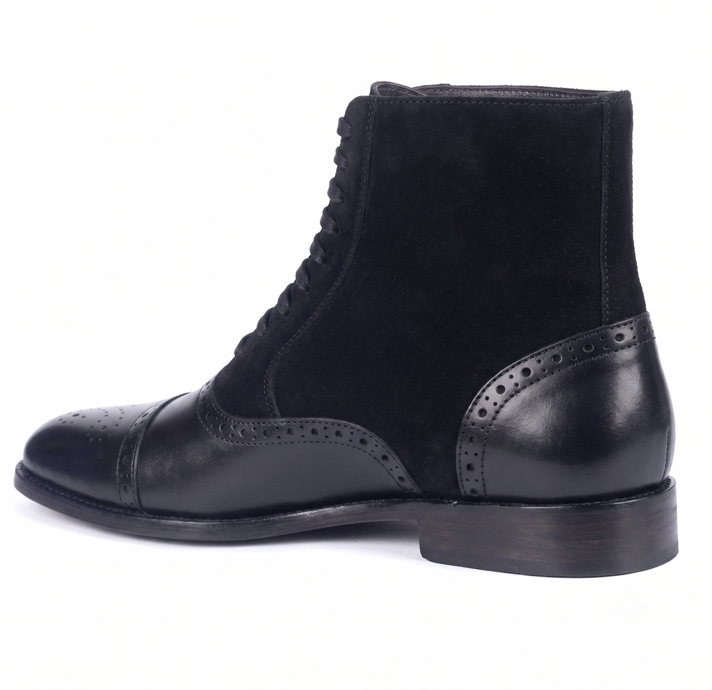 Bellmoro Premium Cap-Toe Balmoral Dress Boots – Black