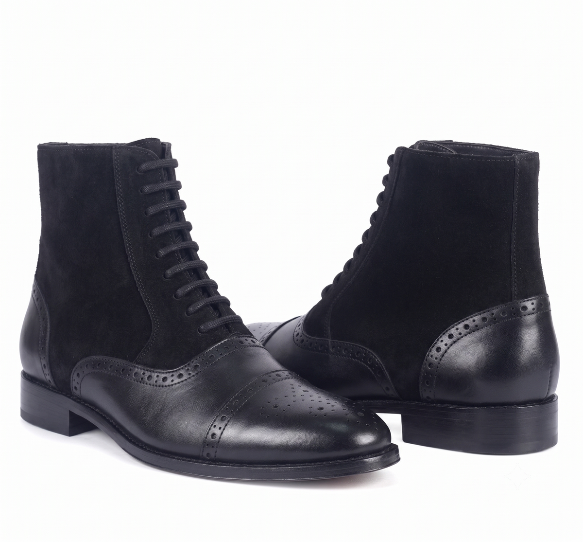Bellmoro Premium Cap-Toe Balmoral Dress Boots – Black