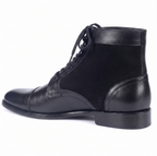 Bellmoro Premium Black Leather Dress Derby Boots with Speed Hooks