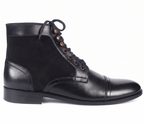 Bellmoro Premium Black Leather Dress Derby Boots with Speed Hooks