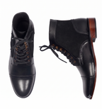 Bellmoro Premium Black Leather Dress Derby Boots with Speed Hooks