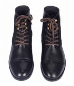 Bellmoro Premium Black Leather Dress Derby Boots with Speed Hooks