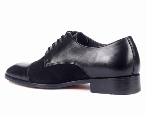 Bellmoro Black Artisan Derby Shoes – Hand-Burnished Leather & Suede
