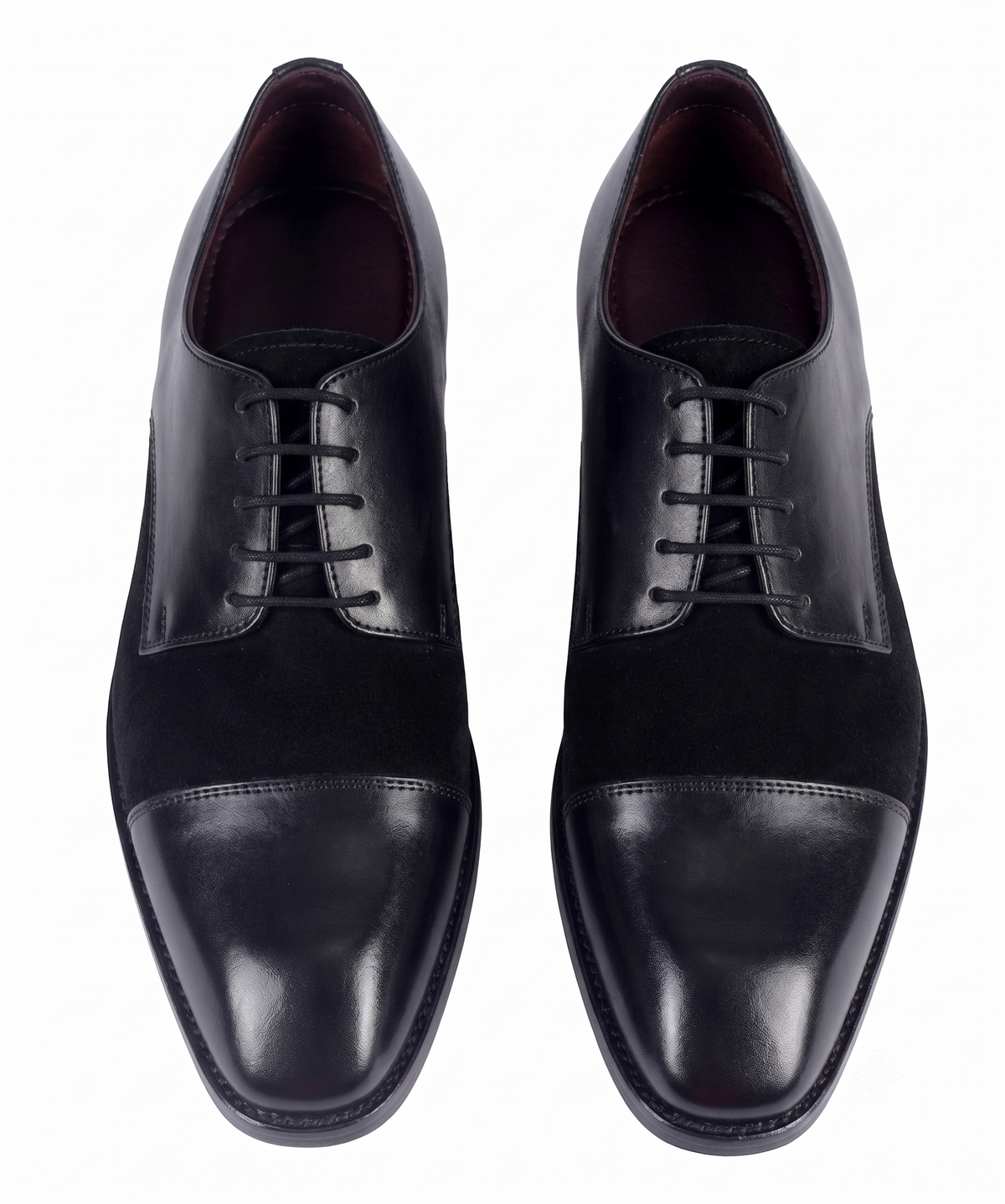 Bellmoro Black Artisan Derby Shoes – Hand-Burnished Leather & Suede