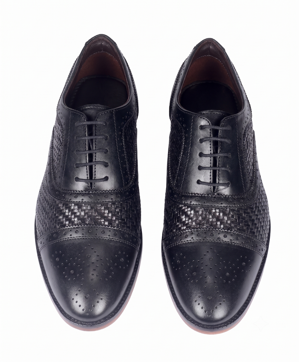 Signature Woven Oxford Brogues – Bellmoro Hand-Burnished Black Leather