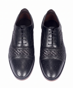 Signature Woven Oxford Brogues – Bellmoro Hand-Burnished Black Leather